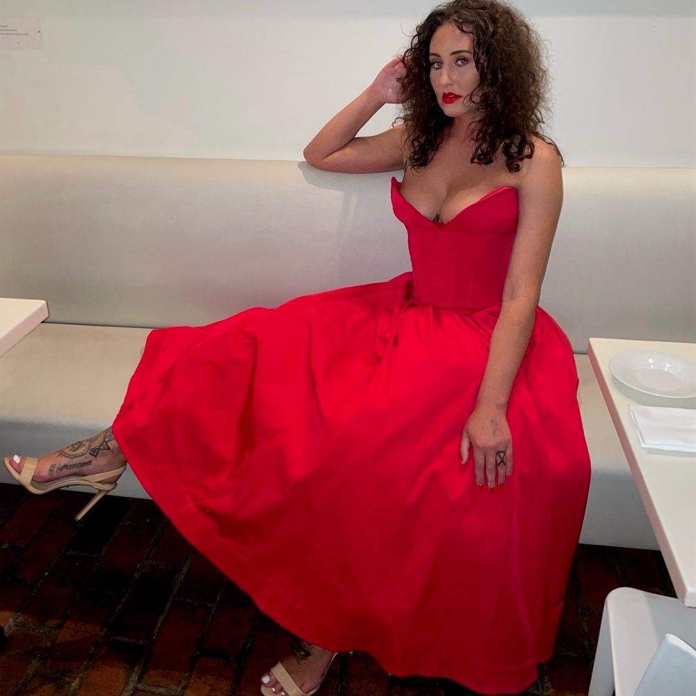 Elegant Red Strapless Corset Dress